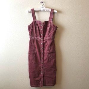 Dusty pink corduroy style button-up dress (size 4) 💖
